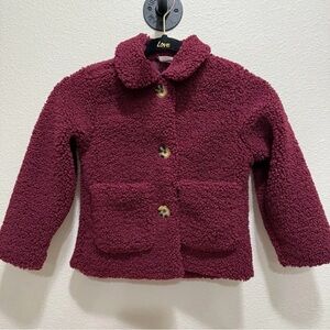 Girls Winder Nation Lined Fleece Jacket in Burgundy Size 4/5